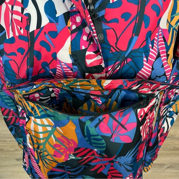 SOLD! Lauren James Hooded Rain Jacket Pullover Windbreaker Multicolored Floral - Picture 7 of 12